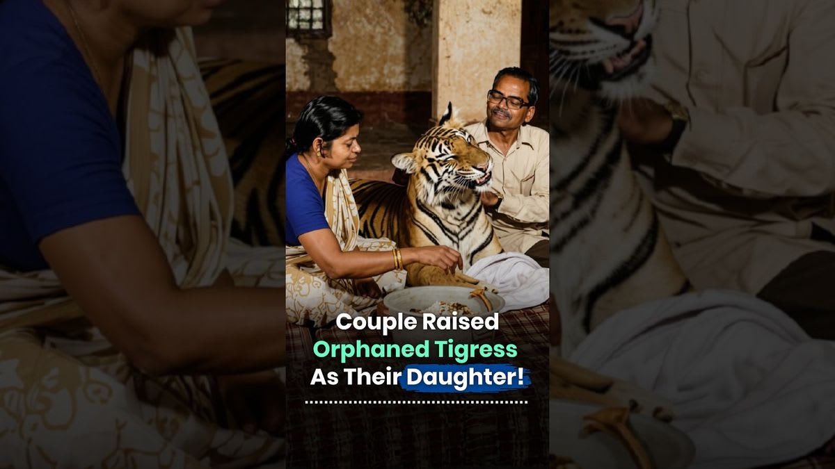 Khairi the tigress with forest officer Saroj Raj Choudhury in Odisha India 1970s
