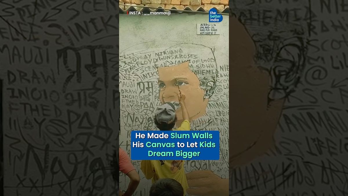 Colorful mural of children's dream careers painted on Delhi neighborhood wall by artist Manmauji