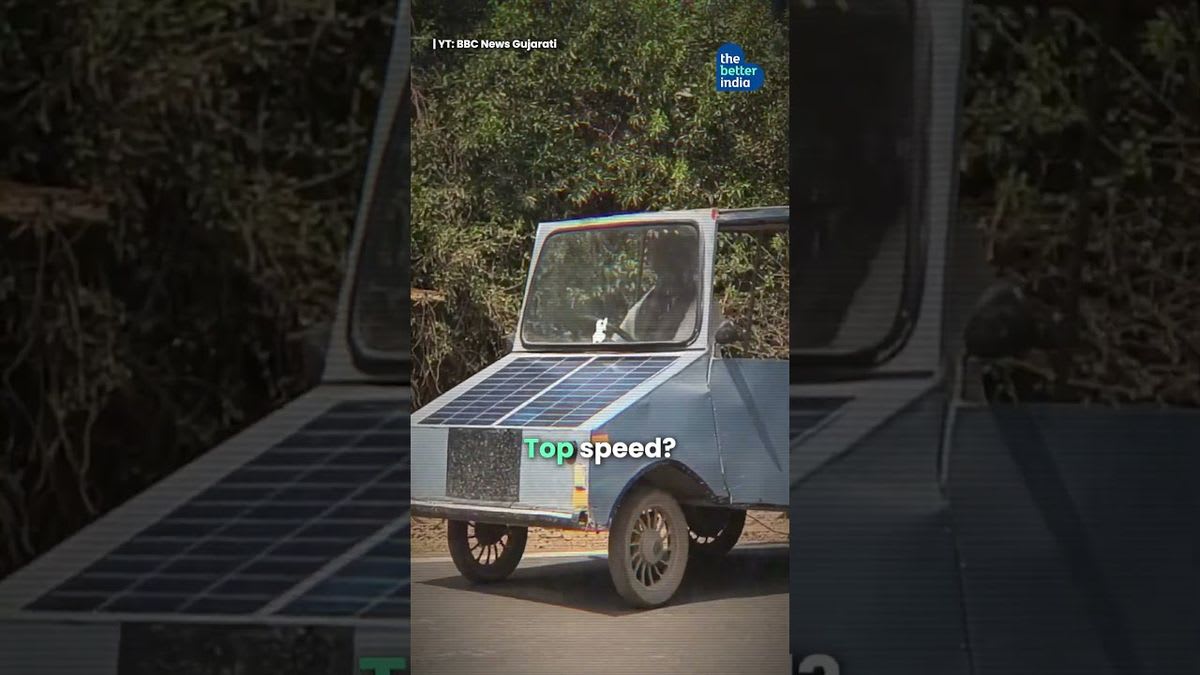 Sadhulbhai Chawda's homemade solar-powered car built from scrap materials in rural Gujarat, India
