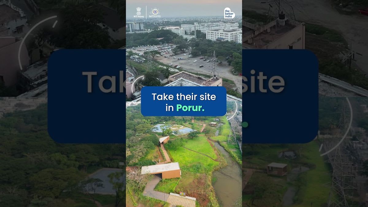 Transformed urban parking lot with green rain gardens and permeable surfaces absorbing stormwater in Indian city