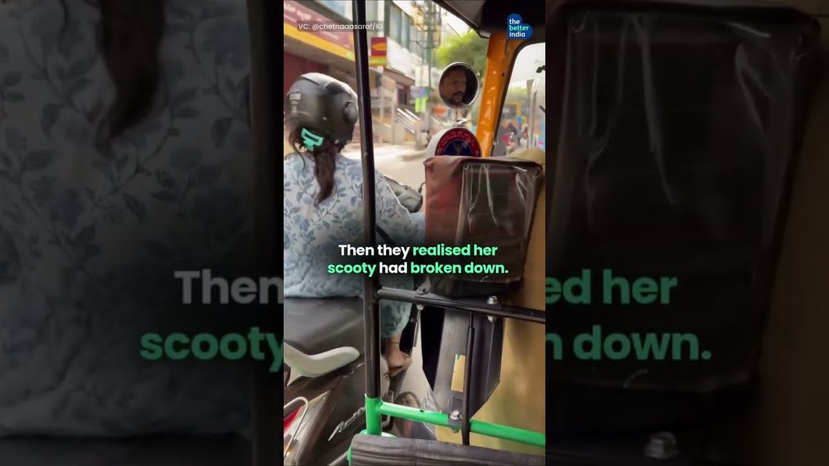 Bengaluru Auto Driver Pushes Stranded Scooter 10 Minutes