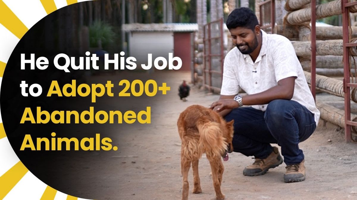 Naresh Akil standing among rescued animals at Thozhuvam sanctuary in Coimbatore India