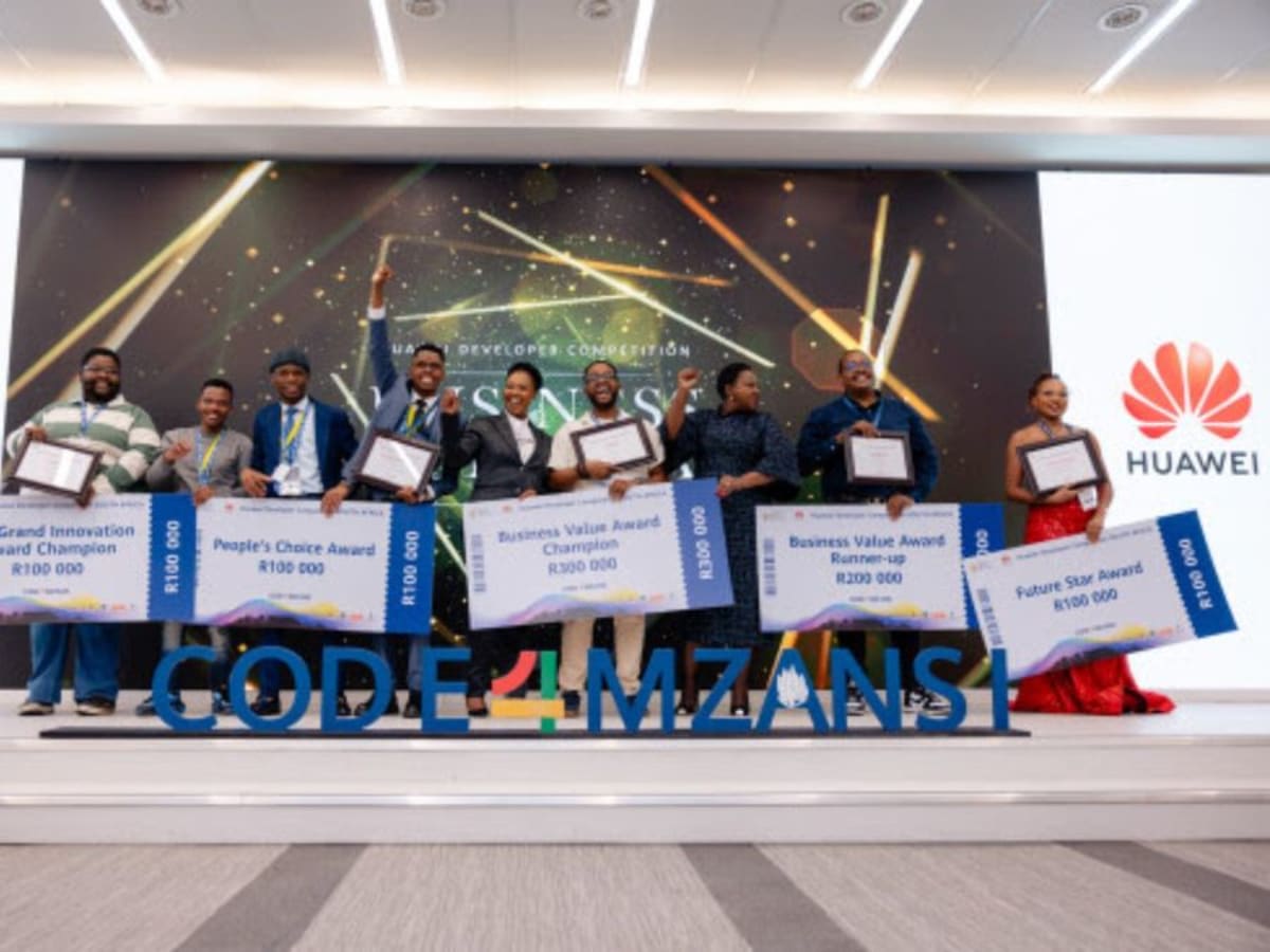 Young South African developers presenting technology solutions at Huawei Code4Mzansi finals competition event