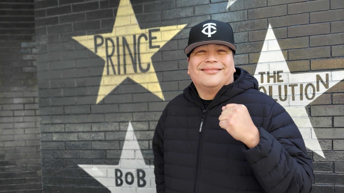 Bob Blake stands in front of Prince's star at First Avenue nightclub in Minneapolis