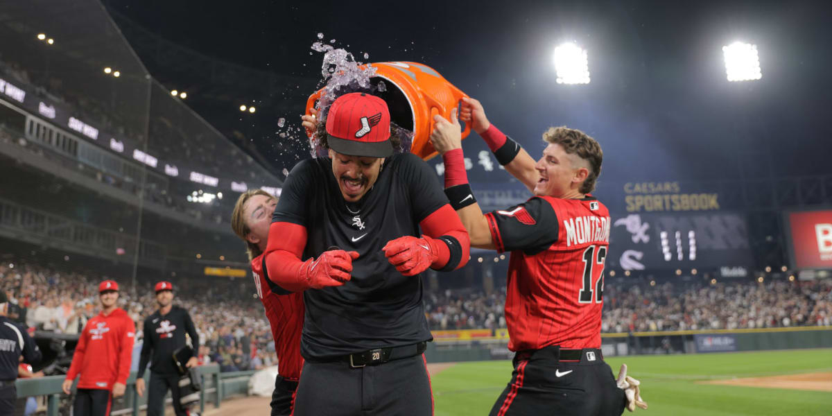Miguel Vargas celebrates after hitting walk-off home run for Chicago White Sox at Rate Field