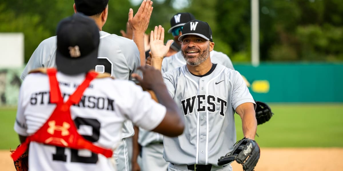 Jerry Hairston Jr. and Scott Hairston at Rickwood Field during East-West Classic celebration