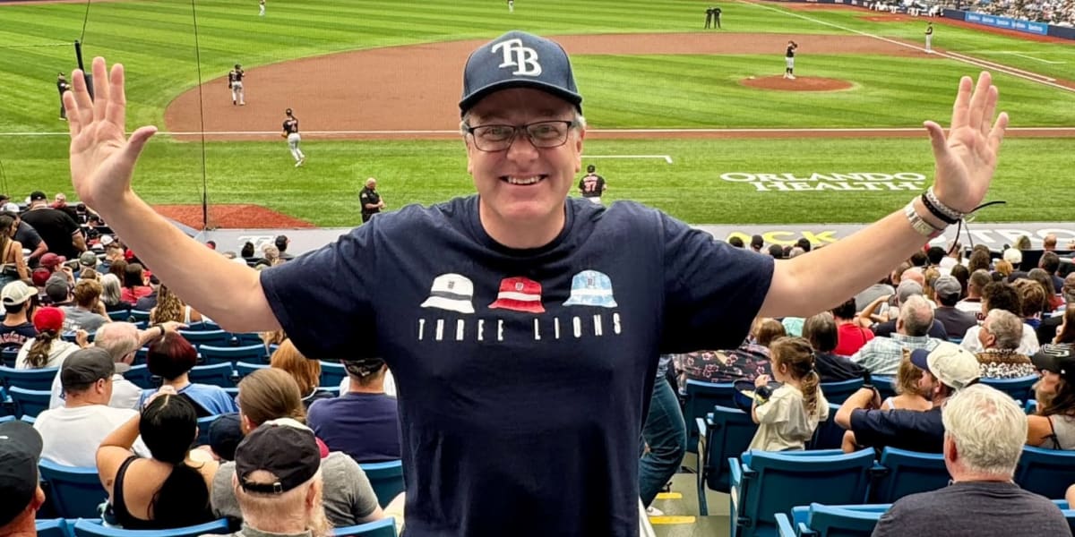 British Airways pilot James Rowlands celebrating at Tropicana Field baseball stadium with family