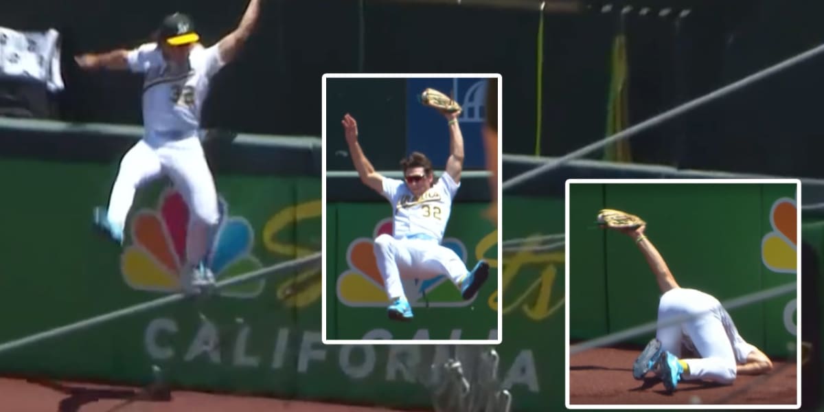 A's Outfielder Makes Spectacular Catch After Team Meeting