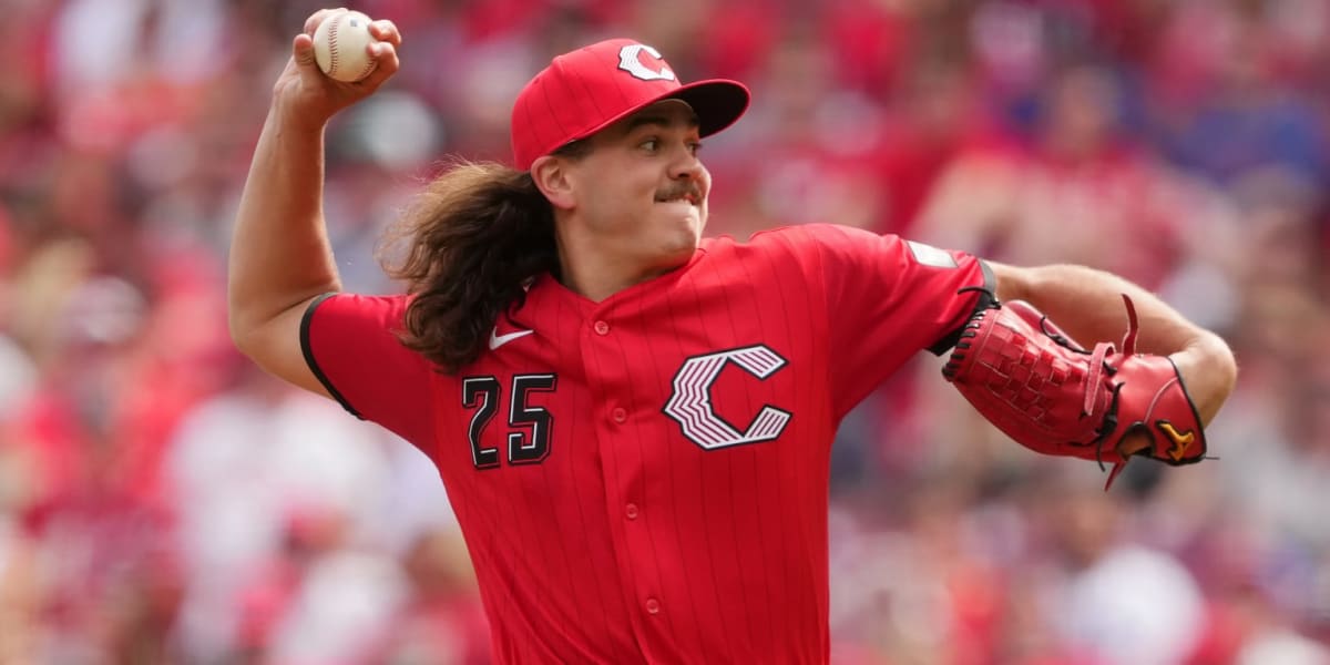 Cincinnati Reds rookie pitcher Chase Petty celebrates after earning his first MLB win