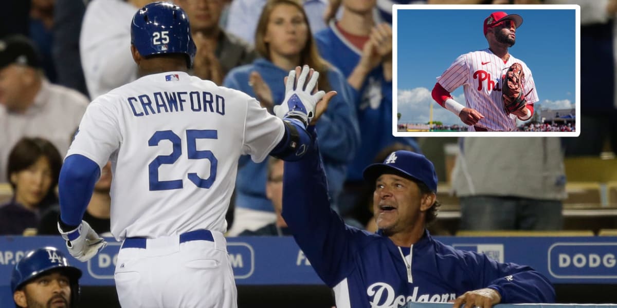 Justin Crawford in Philadelphia Phillies uniform during spring training practice in Clearwater, Florida