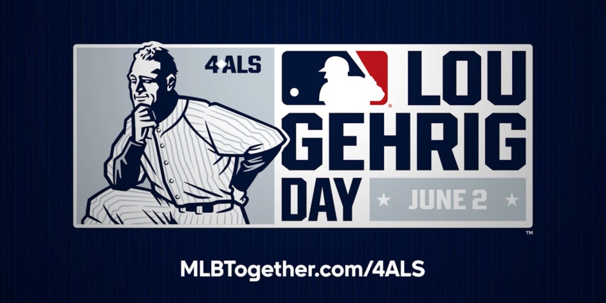 Baseball players wearing commemorative red "4-ALS" wristbands honoring Lou Gehrig Day