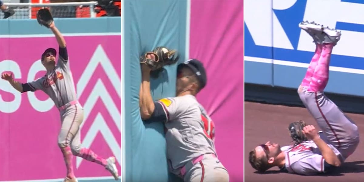 Braves Player Saves Game With Wall-Smashing Catch