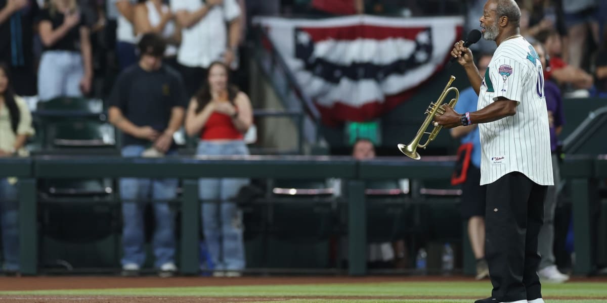 Trumpeter Dr. Jesse McGuire performing at Arizona Diamondbacks baseball game at Chase Field