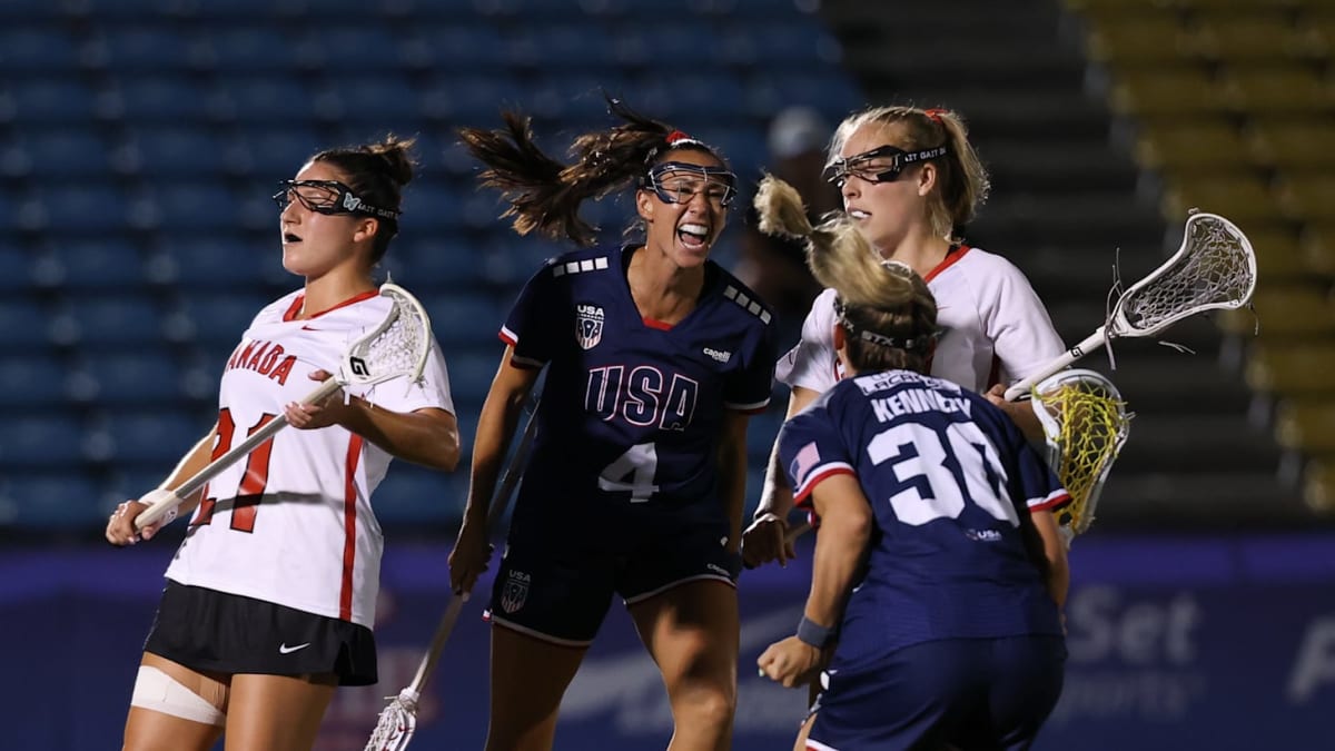 USA women's lacrosse team celebrating their fifth consecutive world championship victory in Tokyo
