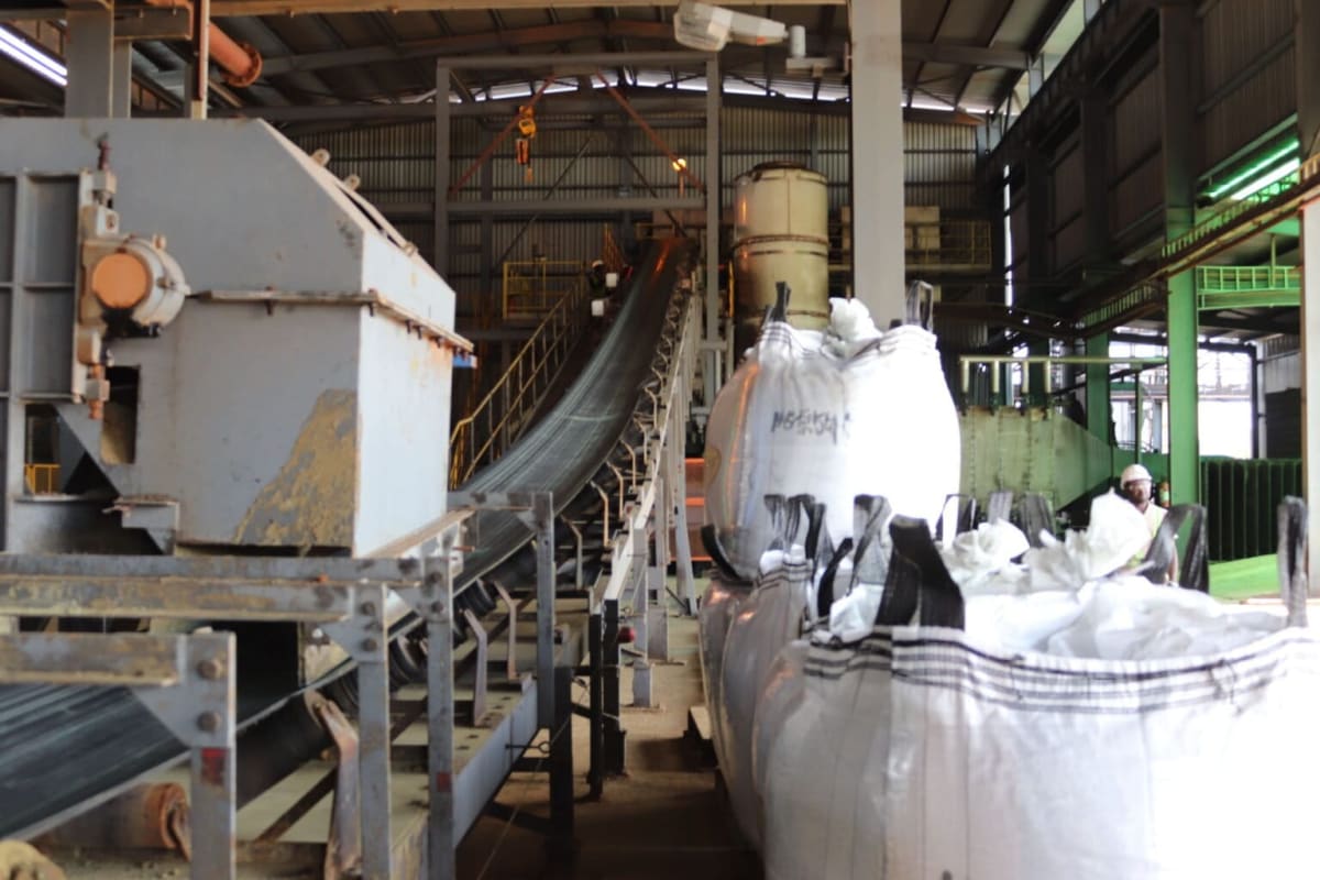 Bags of cobalt powder at mining facility in Democratic Republic of Congo awaiting export