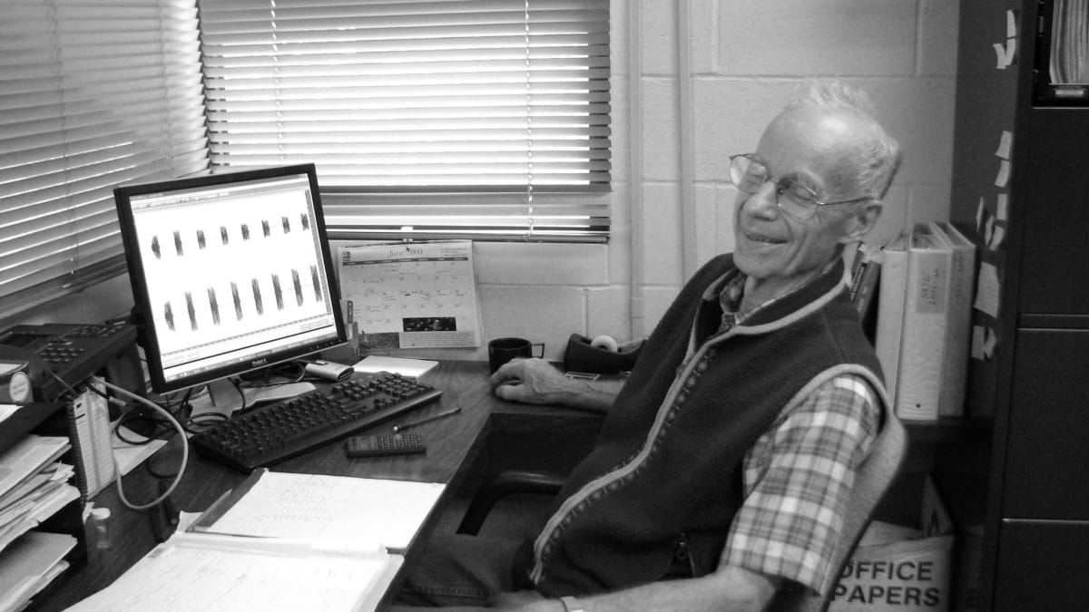 Cricket perched on plant stem, one of thousands of singing insects studied by Thomas Walker