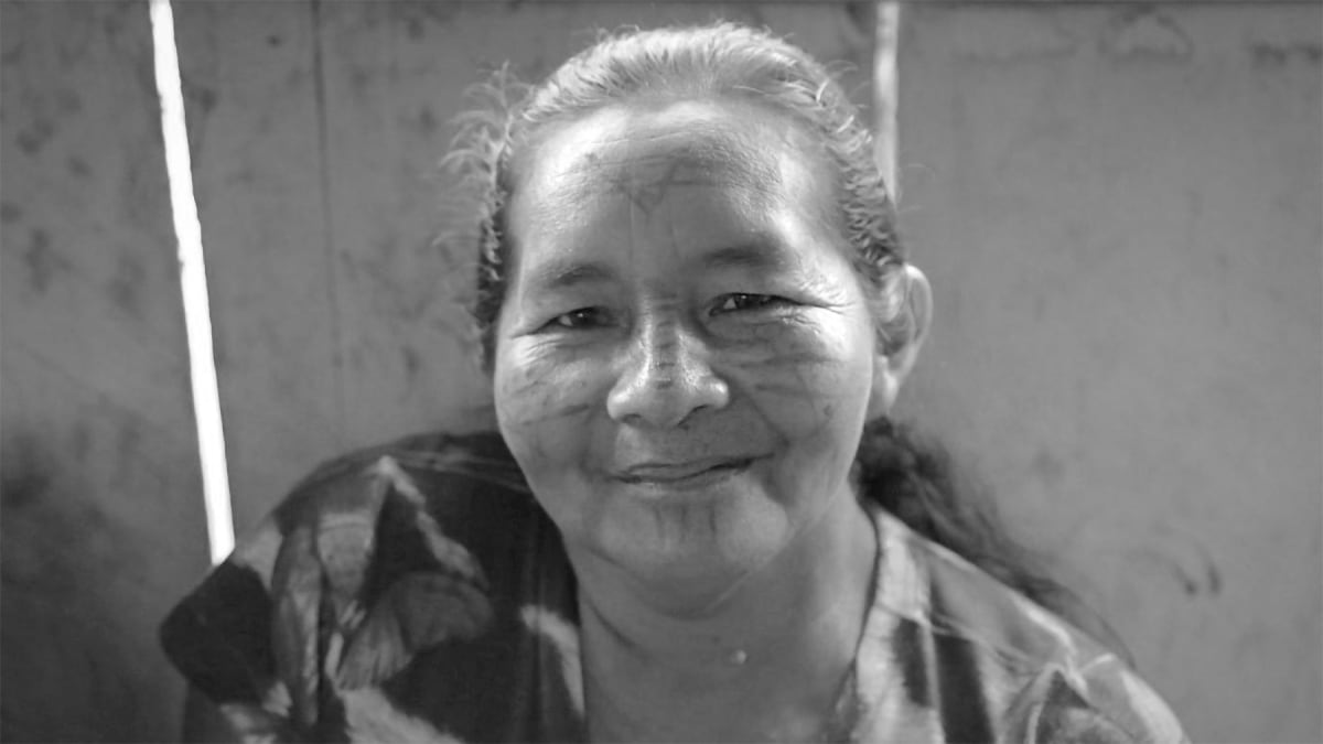 Indigenous woman in Amazon rainforest working with traditional clay pottery and cassava plants