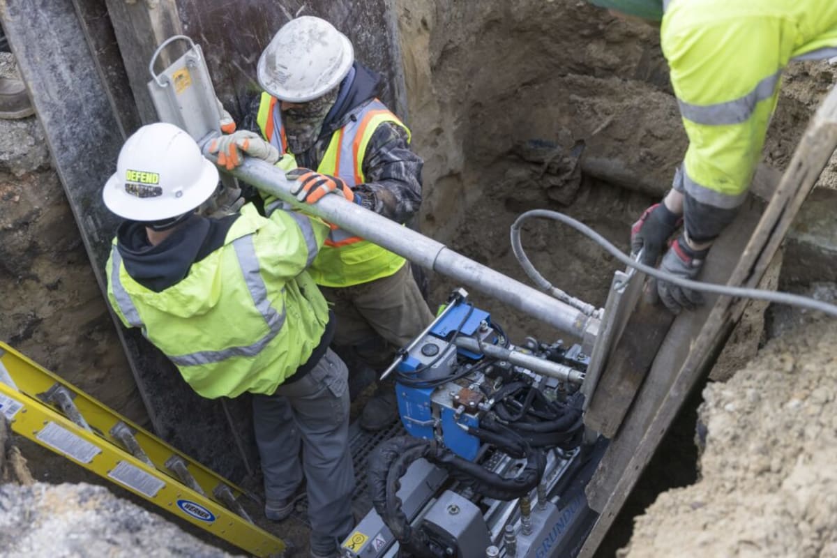 Water service line connection at Chicago home, part of city's lead pipe replacement challenge