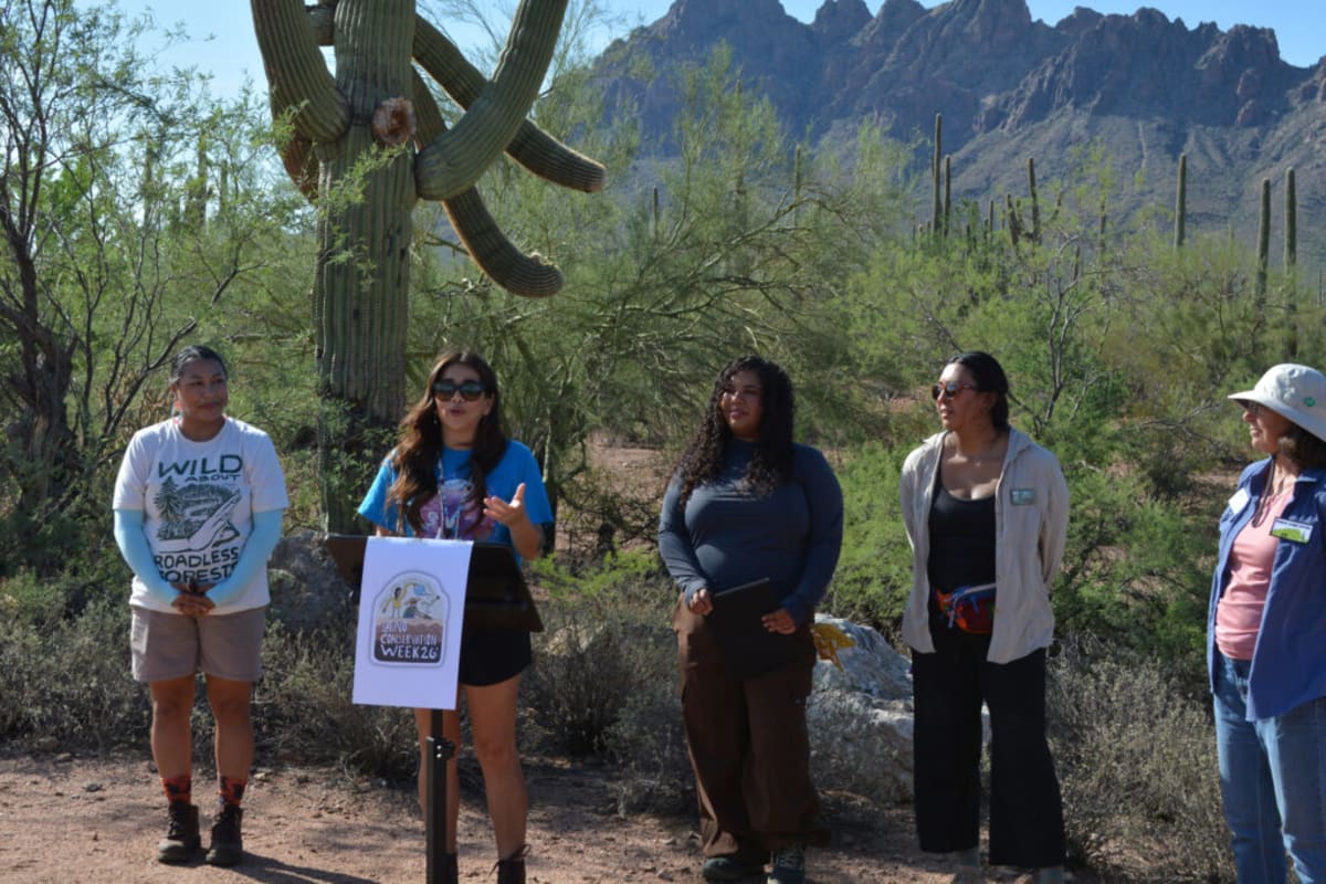 Volunteers gather at Ironwood Forest National Monument in Arizona for Latino Conservation Week kickoff