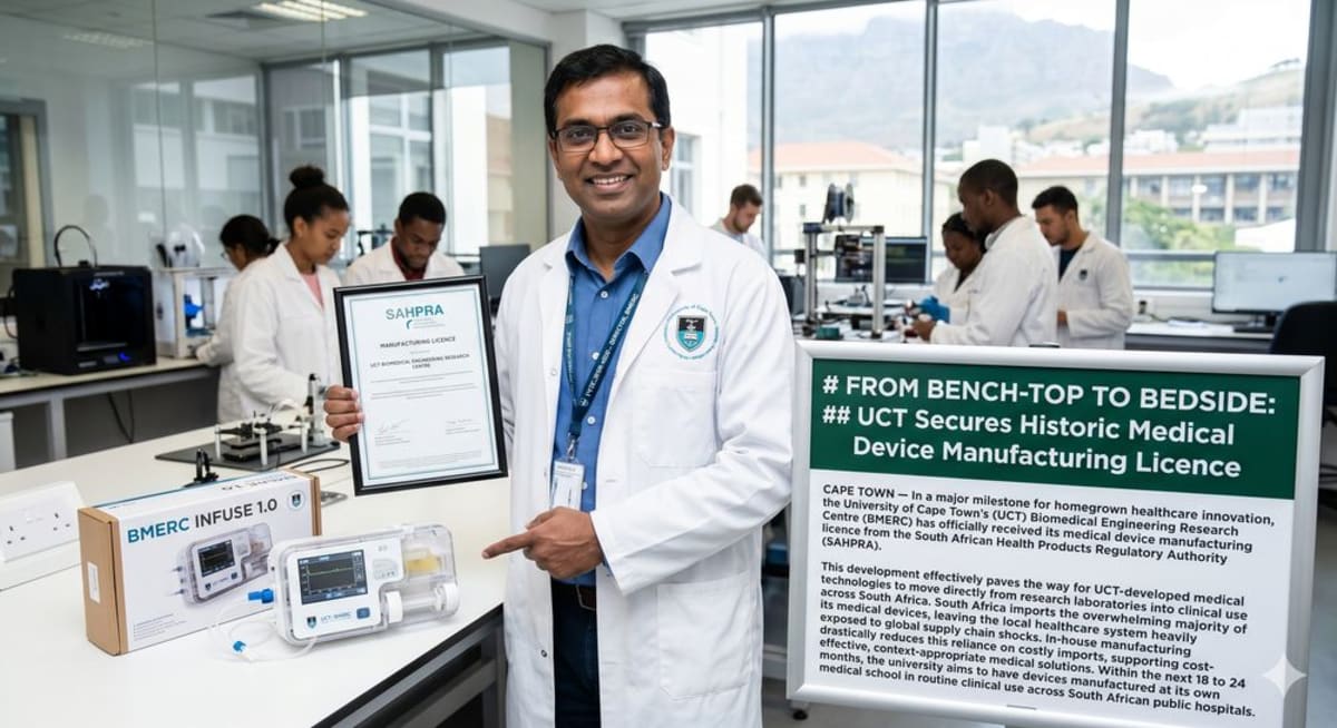 Medical device manufacturing equipment at University of Cape Town research laboratory facility