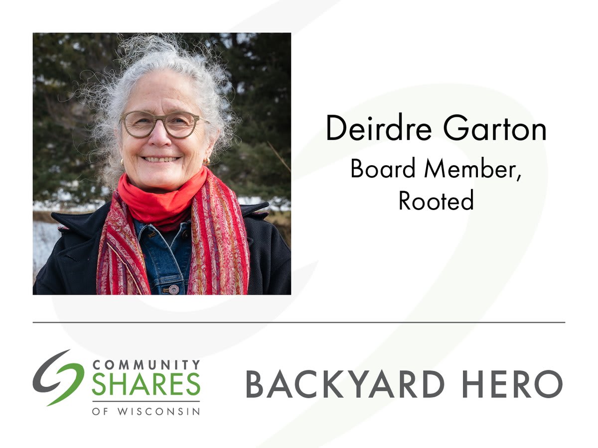 Deirdre Garton, Rooted board member and Community Shares of Wisconsin Backyard Hero award recipient