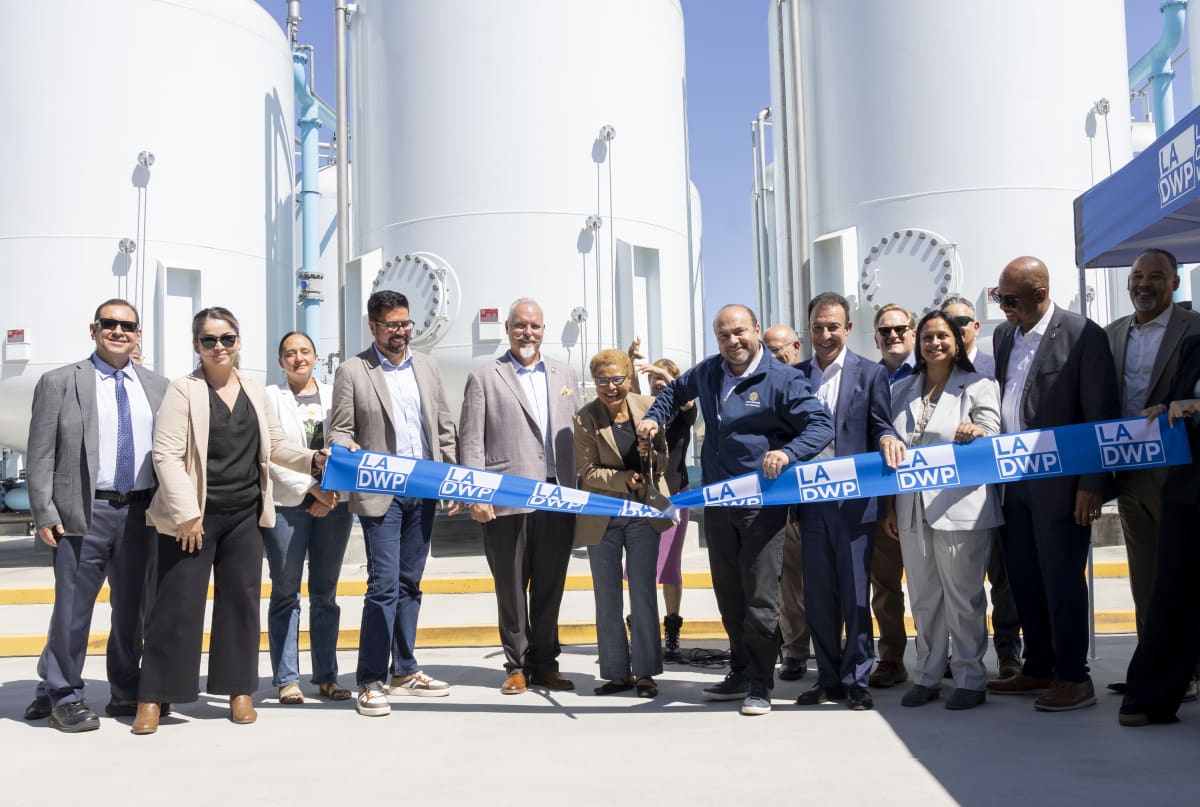 Modern water treatment facility building in North Hollywood with pumping equipment and treatment infrastructure