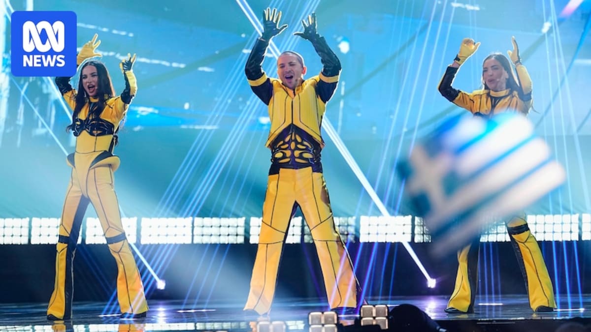 Go-Jo and Austrian hosts perform comedy song on Eurovision stage with kangaroo mascot