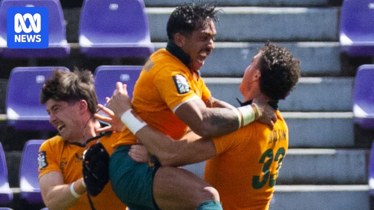 Australian rugby sevens players celebrating victory on field in Valladolid, Spain tournament