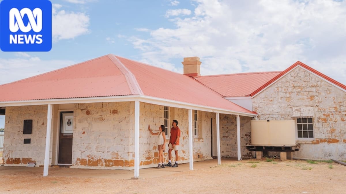Historic stone courthouse building in remote Australian outback town of Birdsville, reopened as community museum