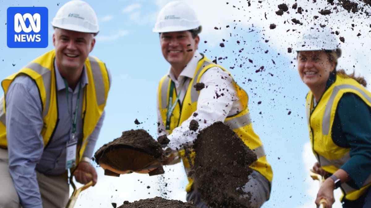 Artist rendering of modern Swanbank Steel Mill facility with industrial structures and green landscaping