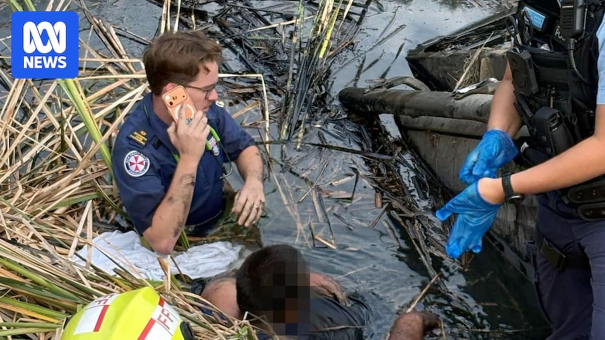 Muddy creek embankment where injured driver was stranded for three days in rural New South Wales