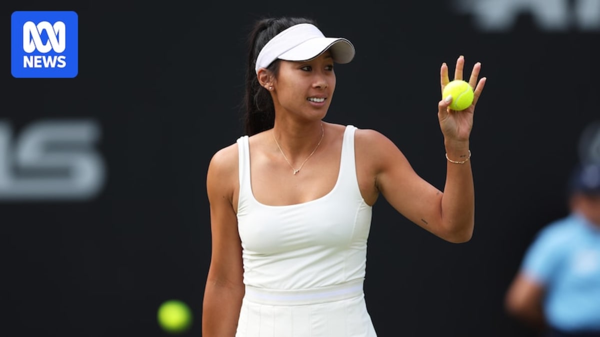 Tennis player Priscilla Hon competing on court at professional tournament