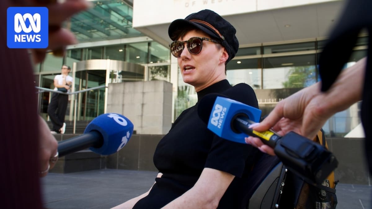 Anwen Handmer speaking to media outside courthouse after Anthony Brain's sentencing hearing