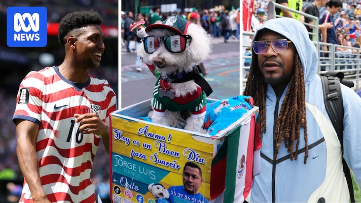 ** Former NFL star Marshawn Lynch holding professional camera at World Cup soccer match in Seattle