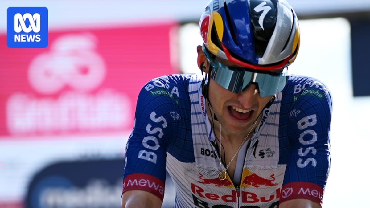 Australian cyclist Jai Hindley racing uphill during mountain stage at Giro d'Italia