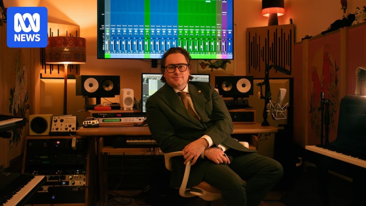 Composer Joff Bush with Queensland Symphony Orchestra recording Bluey music in Brisbane studio