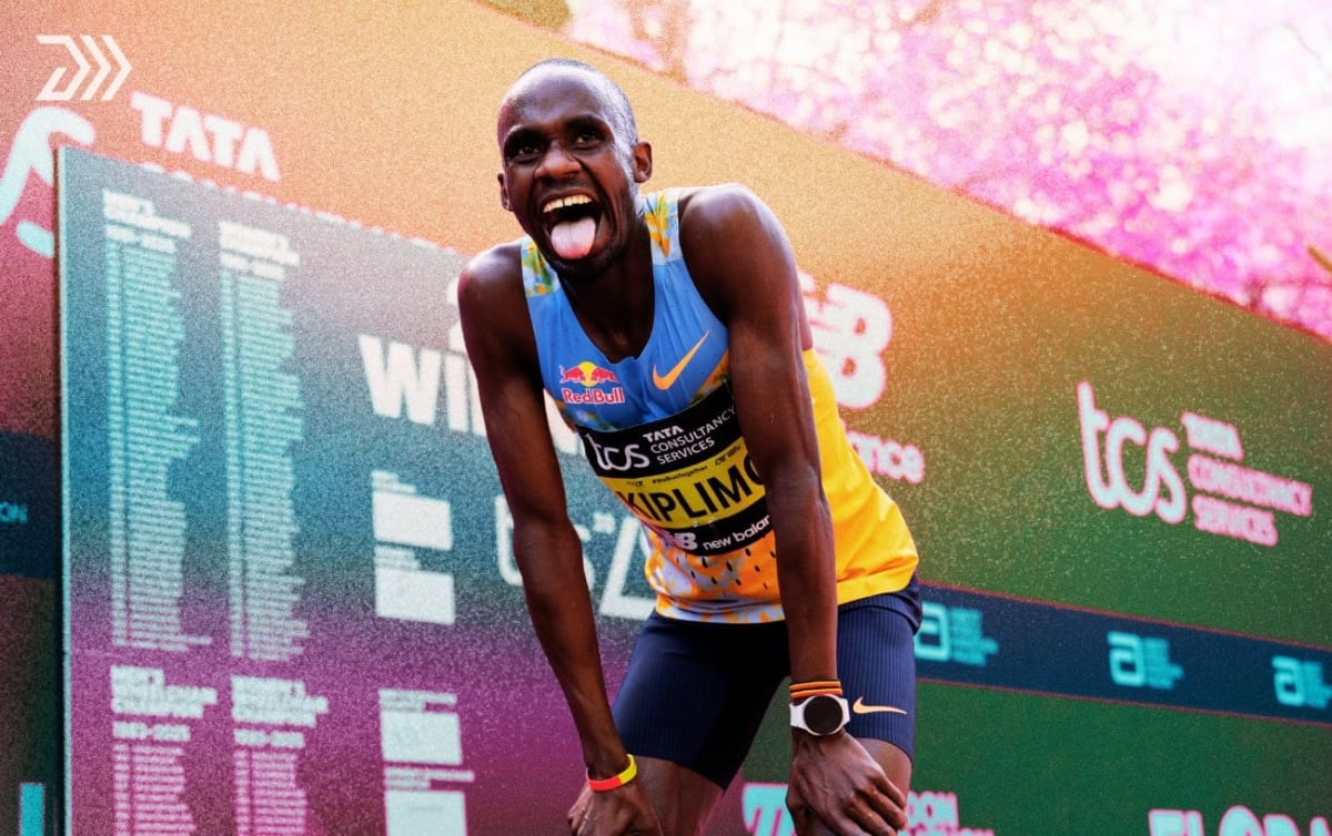 Jacob Kiplimo running during his world record half-marathon race in Lisbon, Portugal