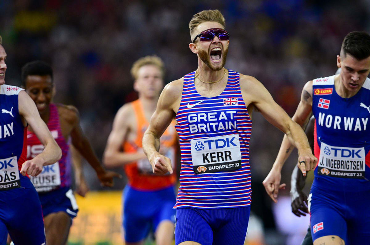 Runner Josh Kerr training on track in Albuquerque pursuing mile world record