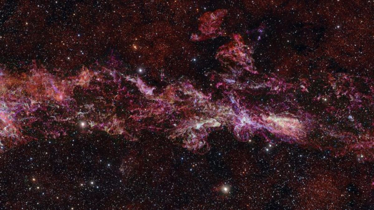 Colorful map showing gas clouds and molecular activity at Milky Way's galactic center