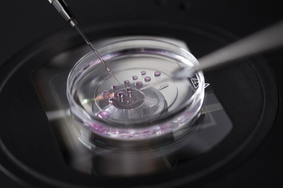 Abstract DNA double helix with digital editing interface representing genetic modification technology