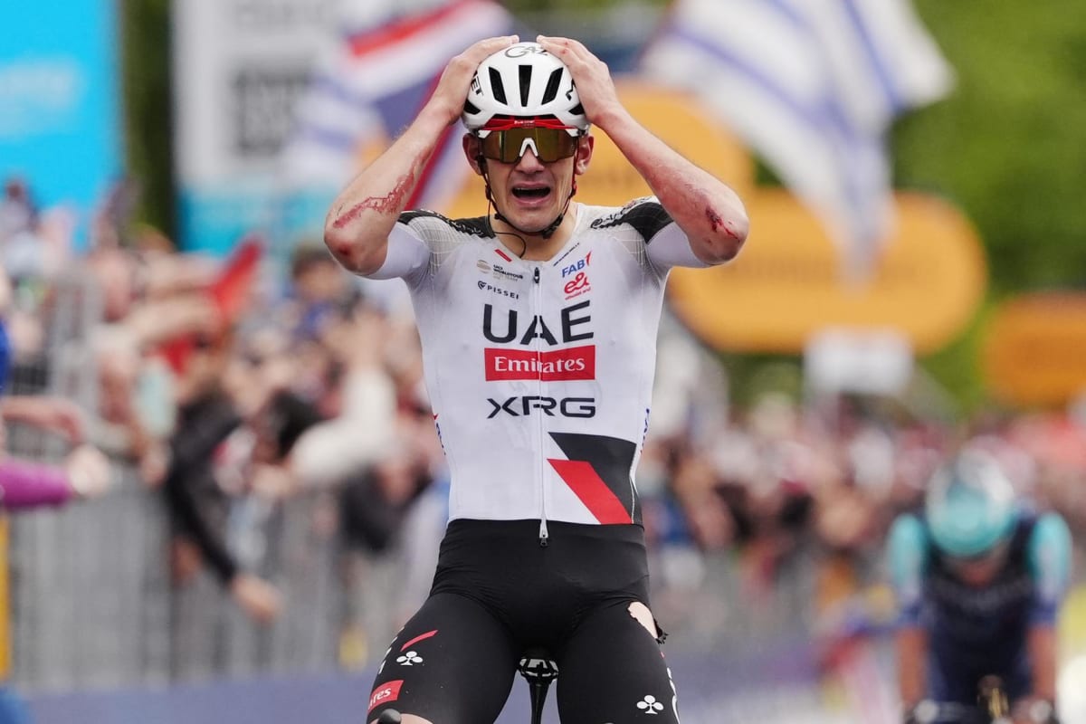 Spanish cyclist Igor Arrieta celebrates his dramatic stage five victory at Giro d'Italia