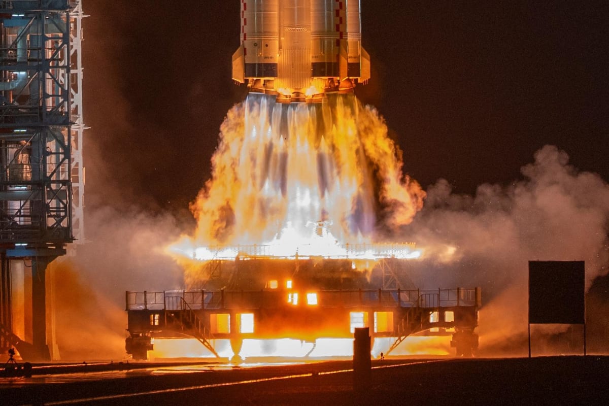 Shenzhou 23 spacecraft launches at night from Jiuquan Satellite Launch Center in northwestern China
