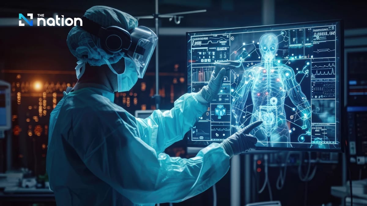 Modern hospital in Bangkok with doctors using artificial intelligence technology for patient care