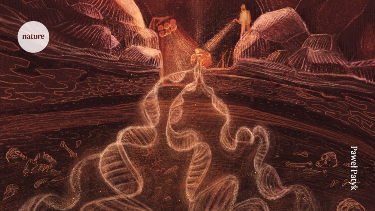 Scientist examining ancient soil sediment sample in laboratory for DNA extraction research