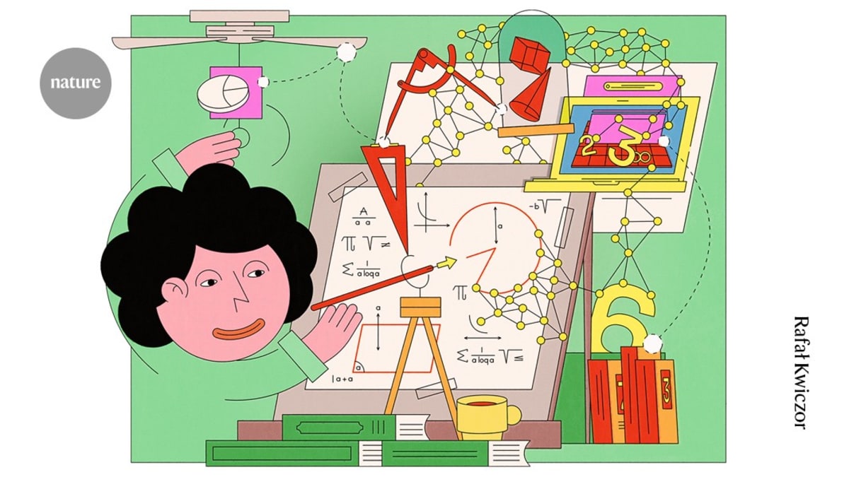 Young student working with artificial intelligence to solve complex mathematical problems on computer