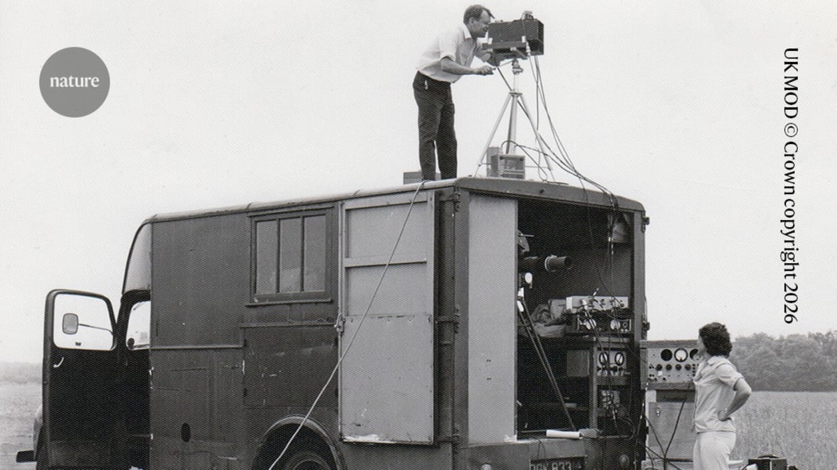 Shirley Jenkins operating trials vehicle at Royal Aircraft Establishment infrared group in 1970s