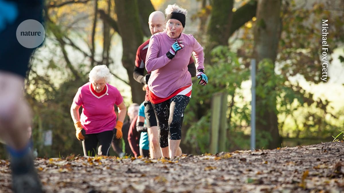 Older adults walking together outdoors exercising for brain health and dementia prevention