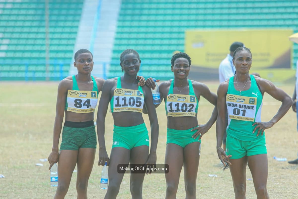 Nigerian women's relay team celebrates after qualifying for World Relays Championship in Calabar