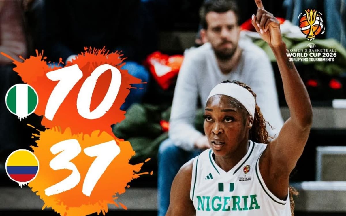 Nigeria's D'Tigress women's basketball team celebrating their commanding victory over Colombia in France