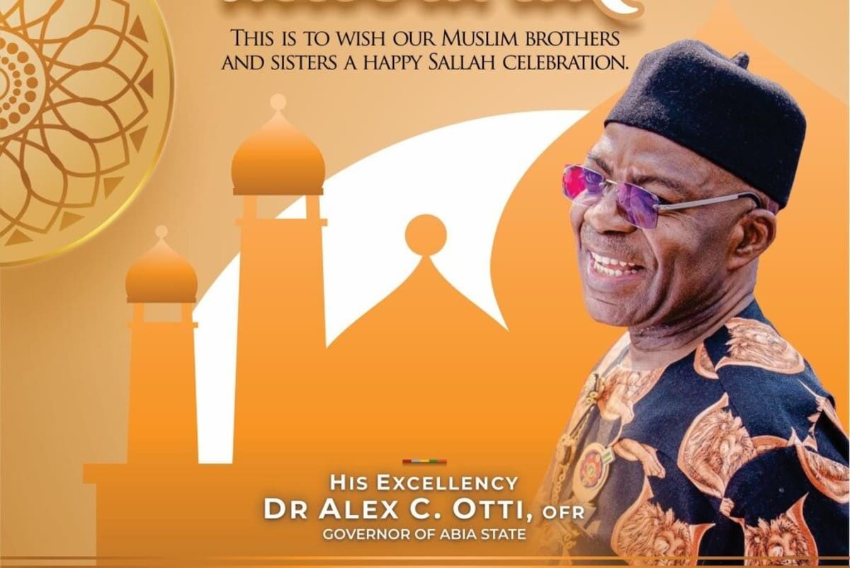 Nigerian Governor Alex Otti speaking at podium promoting religious unity and peaceful coexistence